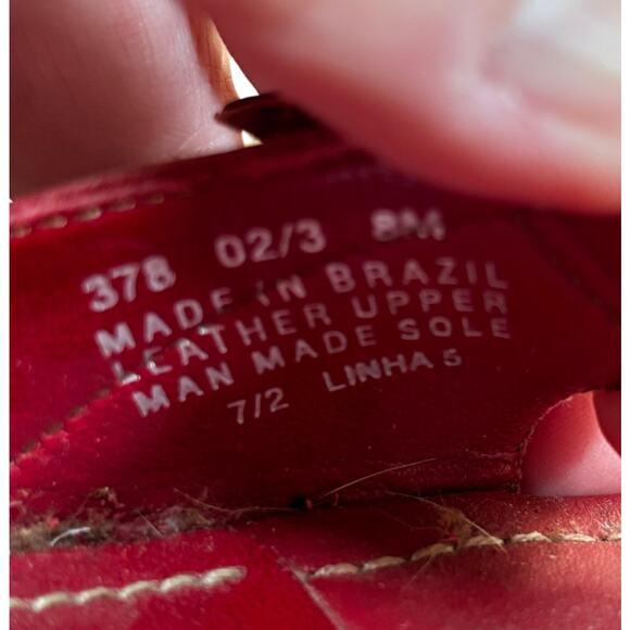 Franco Sarto red leather platform high heels sandals gold buckles US 8M - Picture 8 of 12